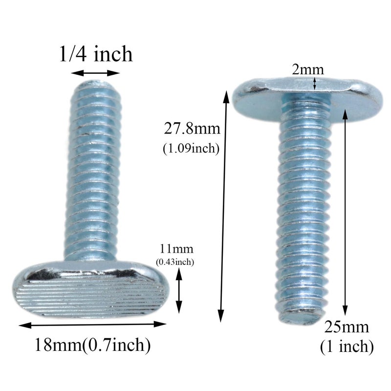 yukata T Track Bolts 1/4"-20 T Track Bolts T Slot Bolts General Purpose T-Track 1 Inch Long T-Slot Bolt T-Track Fittings for Woodworking Fixtures and Fixing Devices 12PCS (1inch) - Image 4